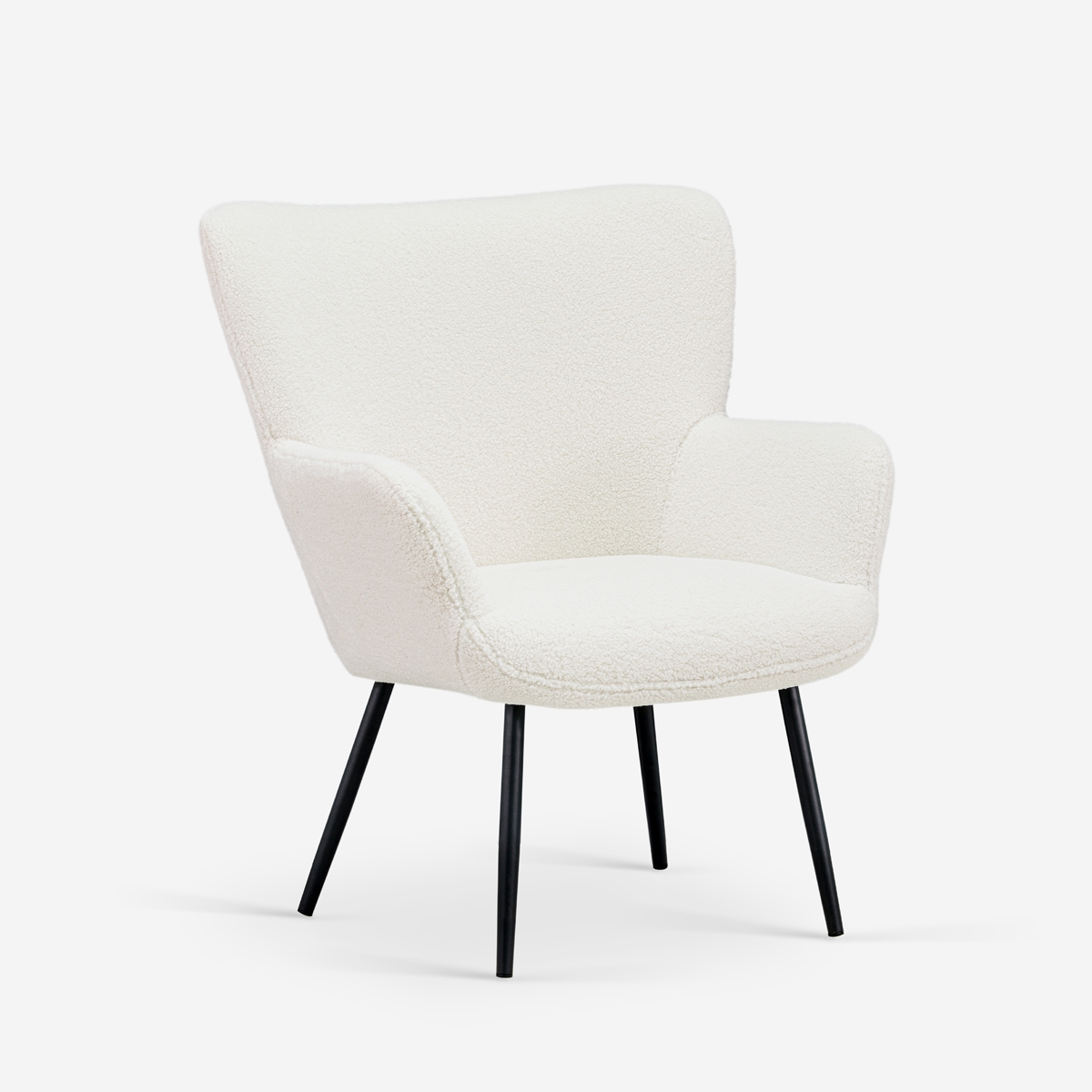 Poltrona da salotto moderna in tessuto bouclé bianco Womb