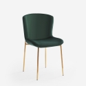 Sedia in tessuto di design per sala da pranzo con gambe dorate Virin 
