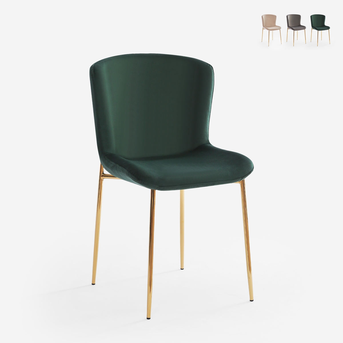 Sedia in tessuto di design per sala da pranzo con gambe dorate Virin Promozione Sedia in tessuto di design per sala da pranzo con gambe dorate Virin Promozione