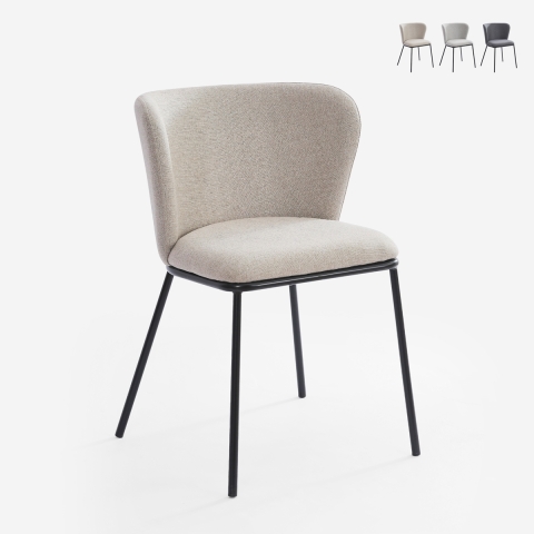 Sedia per sala da pranzo di design moderno in tessuto gambe nere Lasta Promozione