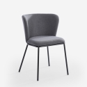 Sedia per sala da pranzo di design moderno in tessuto gambe nere Lasta 