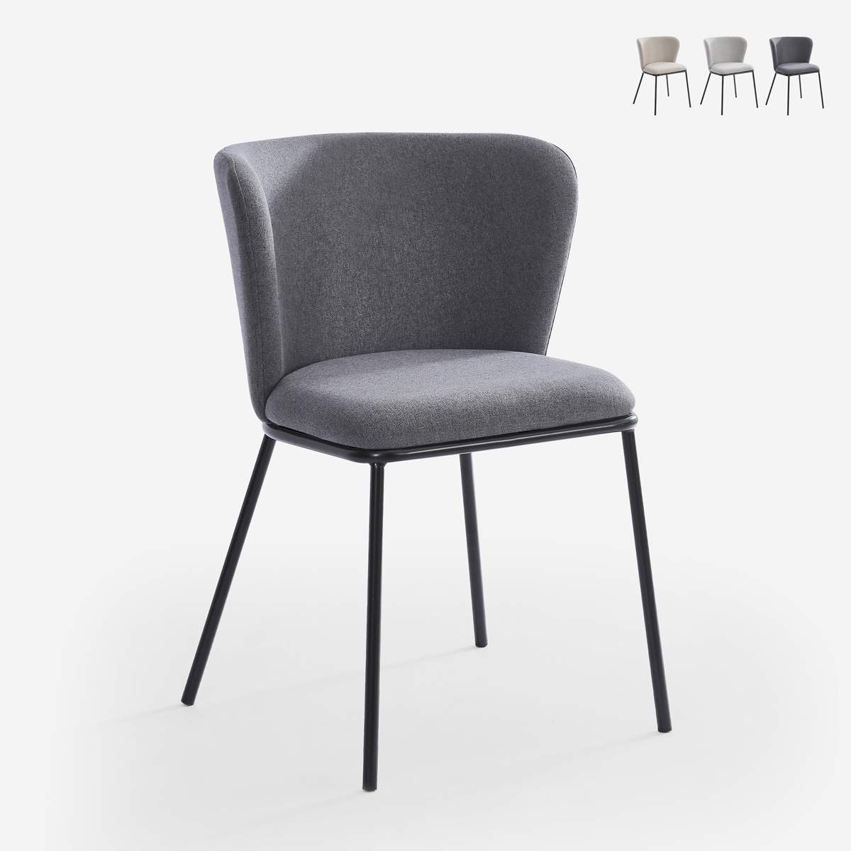 Sedia per sala da pranzo di design moderno in tessuto gambe nere Lasta Offerta Sedia per sala da pranzo di design moderno in tessuto gambe nere Lasta Offerta
