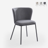 Sedia per sala da pranzo di design moderno in tessuto gambe nere Lasta Offerta