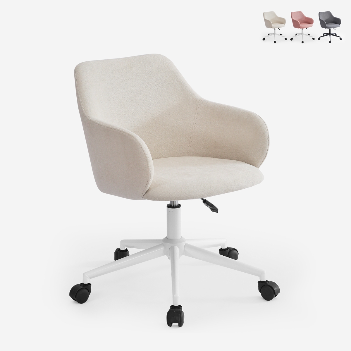 Sedia girevole in tessuto con braccioli per ufficio smart working Kivri Promozione