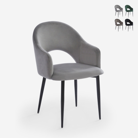 Sedia con braccioli moderna in velluto per sala da pranzo e cucina Rozan Promozione