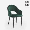 Sedia con braccioli moderna in velluto per sala da pranzo e cucina Rozan Saldi