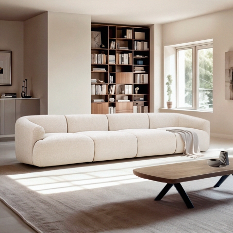 Divano modulare componibile 4 posti di design in tessuto Yuna-4 Promozione