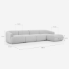 Divano 4 posti componibile con pouf design modulare moderno Yuna-4P 