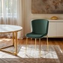 Sedia in tessuto di design per sala da pranzo con gambe dorate Virin Vendita