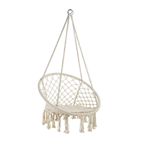 Poltrona sospesa da giardino in tessuto macramè a uncinetto Swing Promozione