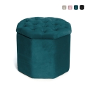 Pouf contenitore portaoggetti ottagonale in velluto 40x35cm Jerry Promozione