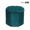Pouf contenitore portaoggetti ottagonale in velluto 40x35cm Jerry Promozione