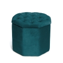 Pouf contenitore portaoggetti ottagonale in velluto 40x35cm Jerry Offerta