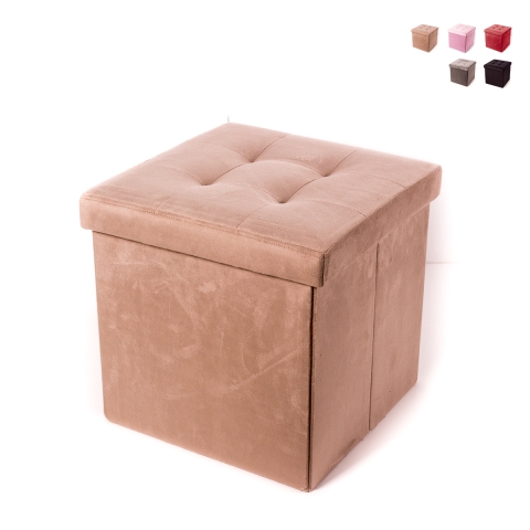 Pouf contenitore portaoggetti quadrato in velluto 38x38cm Elisa Promozione