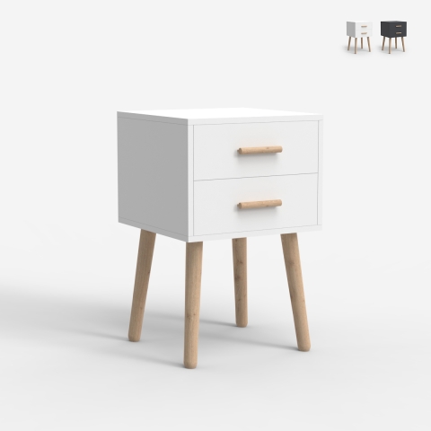 Comodino in legno stile nordico per camera da letto bianco nero Corallo Promozione