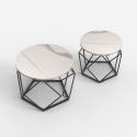 Set 2 tavolini da salotto design moderno con base in metallo Aragonite Sconti