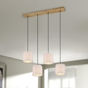 Lampadario a sospensione in legno con 4 paralumi in tessuto Shvid Vendita