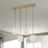 Lampadario a sospensione in legno con 4 paralumi in tessuto Shvid Vendita