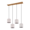 Lampadario a sospensione in legno con 4 paralumi in tessuto Shvid Offerta