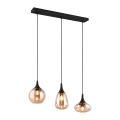 Lampadario a sospensione penisola cucina 3 luci in vetro ambra Tepuk Promozione