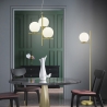Lampadario a sospensione con 3 paralumi a sfera in vetro bianco Lumat Vendita