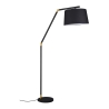 Lampada da terra moderna nera e dorata con paralume in tessuto Kepas Promozione