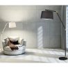 Lampada da terra moderna nera e dorata con paralume in tessuto Kepas Offerta