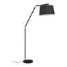 Lampada da terra moderna nera e dorata con paralume in tessuto Kepas Saldi