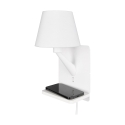 Applique da parete con ricarica wireless USB e paralume in tessuto Myrik Promozione