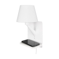 Applique da parete con ricarica wireless USB e paralume in tessuto Myrik Promozione