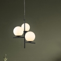 Lampada a sospensione moderna con 3 luci a sfera in vetro bianco Lumoa Vendita
