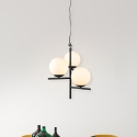 Lampada a sospensione moderna con 3 luci a sfera in vetro bianco Lumoa Sconti