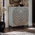 Credenza alta da soggiorno con 2 ante intarsiate in madreperla Nika Promozione