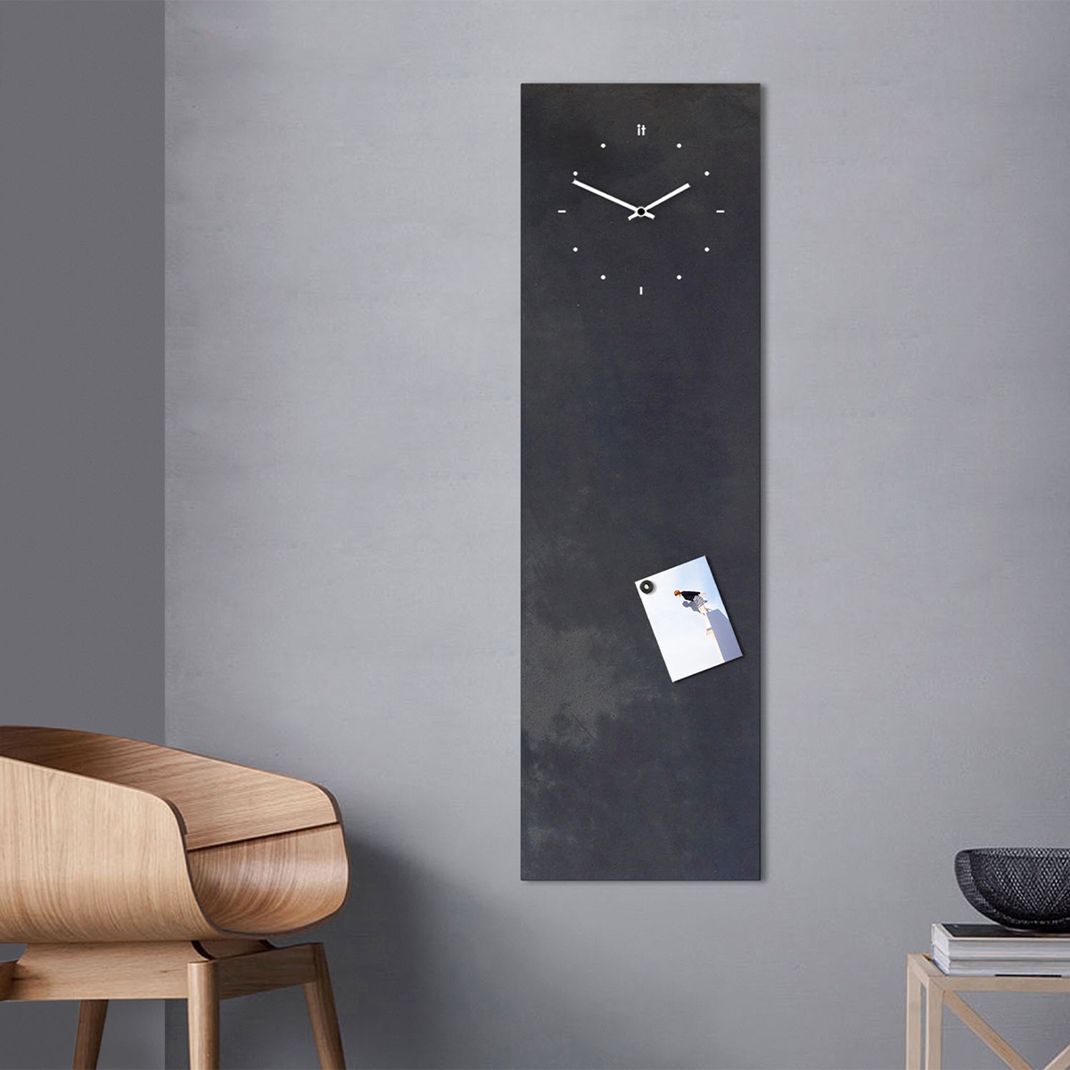 Orologio parete lavagna magnetica verticale Industrial Promozione