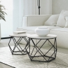Set 2 tavolini da salotto design moderno con base in metallo Aragonite Offerta