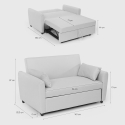 Divano letto 2 posti estraibile design moderno in tessuto Porto Rico 