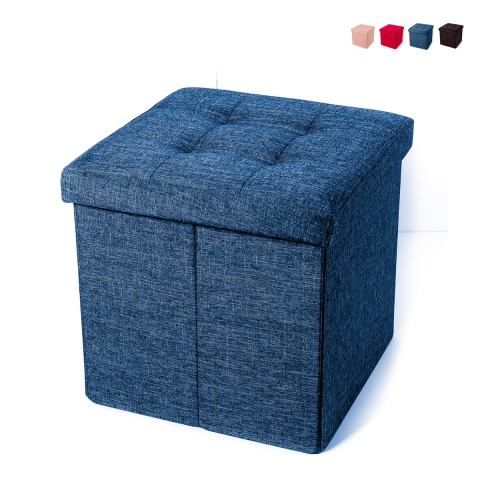 Pouf quadrato contenitore in tessuto da salotto 34x34cm Liberty Promozione