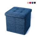 Pouf quadrato contenitore in tessuto da salotto 34x34cm Liberty Promozione