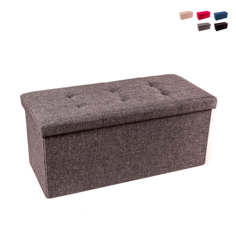 Pouf rettangolare 76x34cm contenitore da salotto in tessuto Nilo Promozione