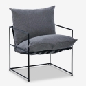 Poltrona design moderno in tessuto stile minimal metallo nero Alaska Misure