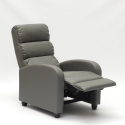 Poltrona relax reclinabile con poggiapiedi in similpelle Alice 