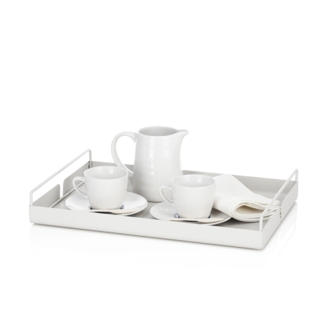 Vassoio da portata per tavola cucina in metallo bianco Jax Promozione