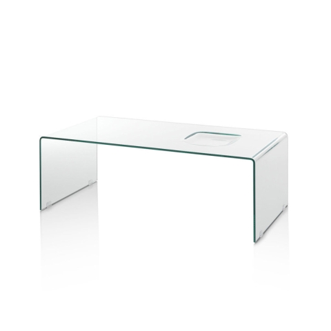 Tavolino in vetro curvato dal design moderno Compass Promozione