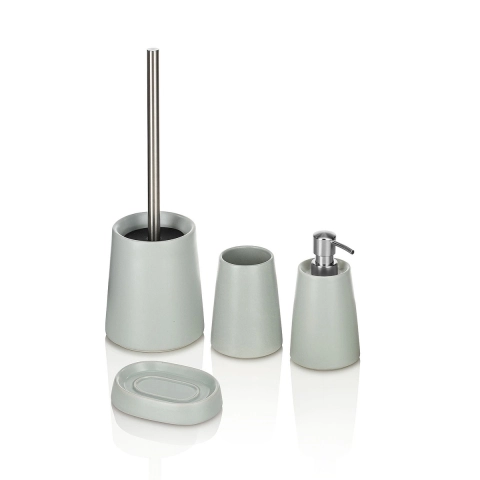 Set accessori bagno 4 pezzi in ceramica grigio opaco Brooklyn Promozione