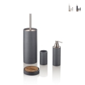 Set accessori da bagno in resina bianco grigio e bambù Gaeta Promozione