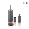 Set accessori da bagno in resina bianco grigio e bambù Gaeta Promozione
