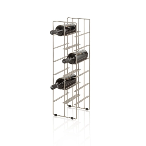 Portabottiglie in metallo satinato moderno 12 bottiglie di vino Jin Promozione