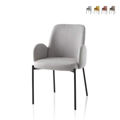 2 x sedie imbottite per cucina moderne in tessuto con braccioli Antea Promozione