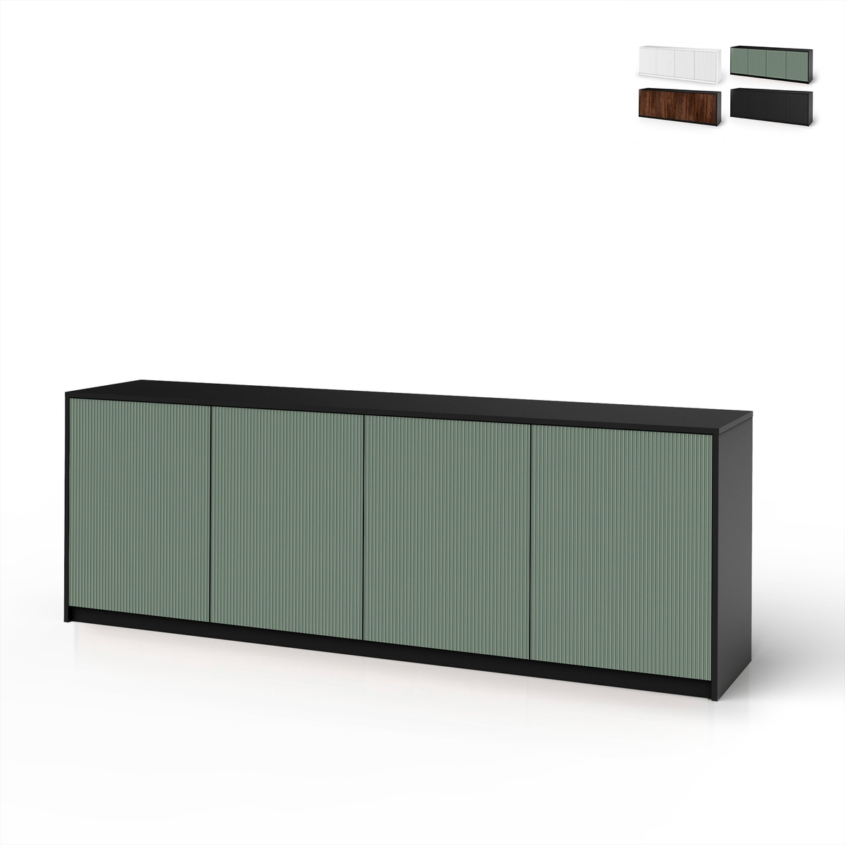 Credenza mobile buffet cucina 4 ante cannettate 238x50x83cm Budapest BF