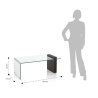 Tavolino da salotto in vetro curvato e legno 110x55x42cm Feng S Saldi